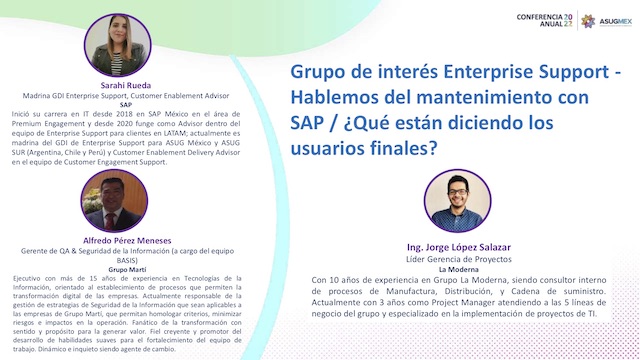 Grupo de interés Enterprise Support - Hablemos del mantenimiento con SAP / ¿Qué están diciendo los usuarios finales?